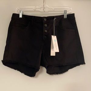 High Waisted Black Button-Up Shorts